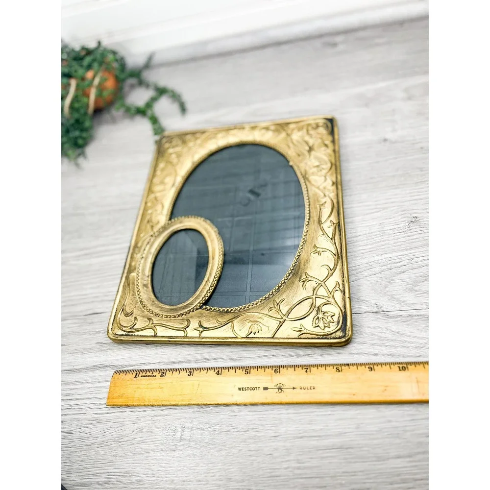 Vintage Faux Brass Picture Frame: Gold Ornate Trim, 6x9 Inch